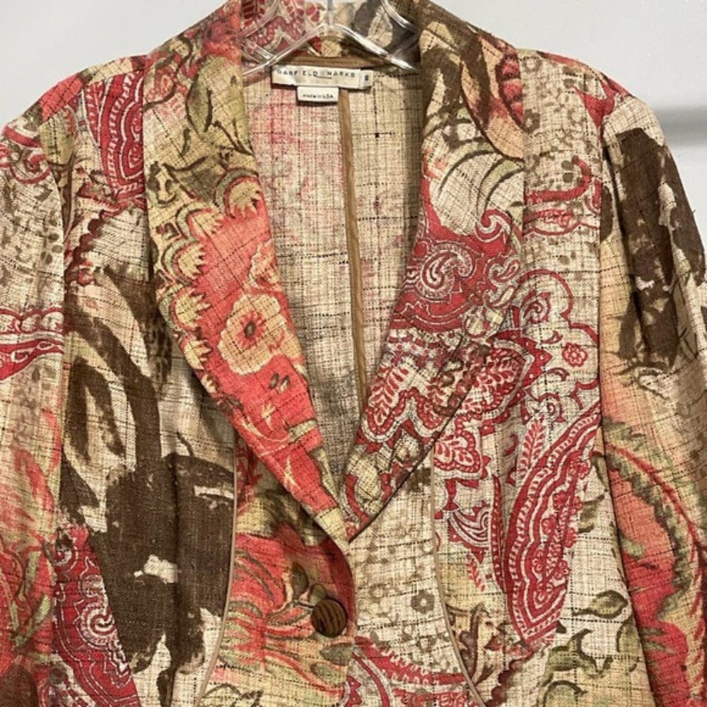 Garfield & Marks Silk Single Button Jacket Size 8… - image 2